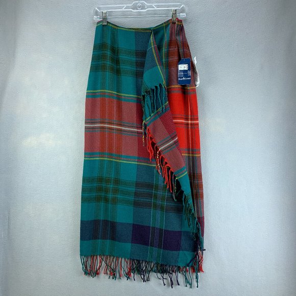 Ralph Lauren Dresses & Skirts - **SOLD**Vintage Ralph Lauren Skirt Womens 12 Wool Plaid Fringe Long Wrap Red